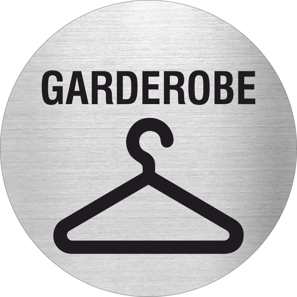 Piktogramm Garderobe Text & Pikto Edelstahl Piktogramme Gaderobe Text & Pikto Ø 60mm