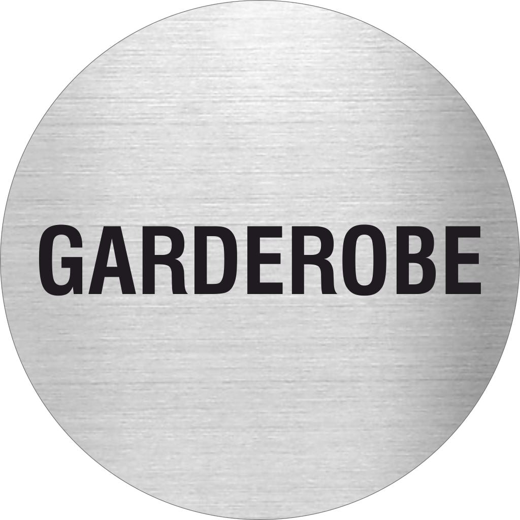 Piktogramm Garderobe Text Edelstahl Piktogramme Gaderobe Text online-tuerschilder.com Ø 60mm