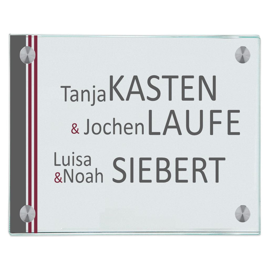 Türschild moderne Streifen personalisiert Haustürschild Lilie grau online-tuerschilder.com