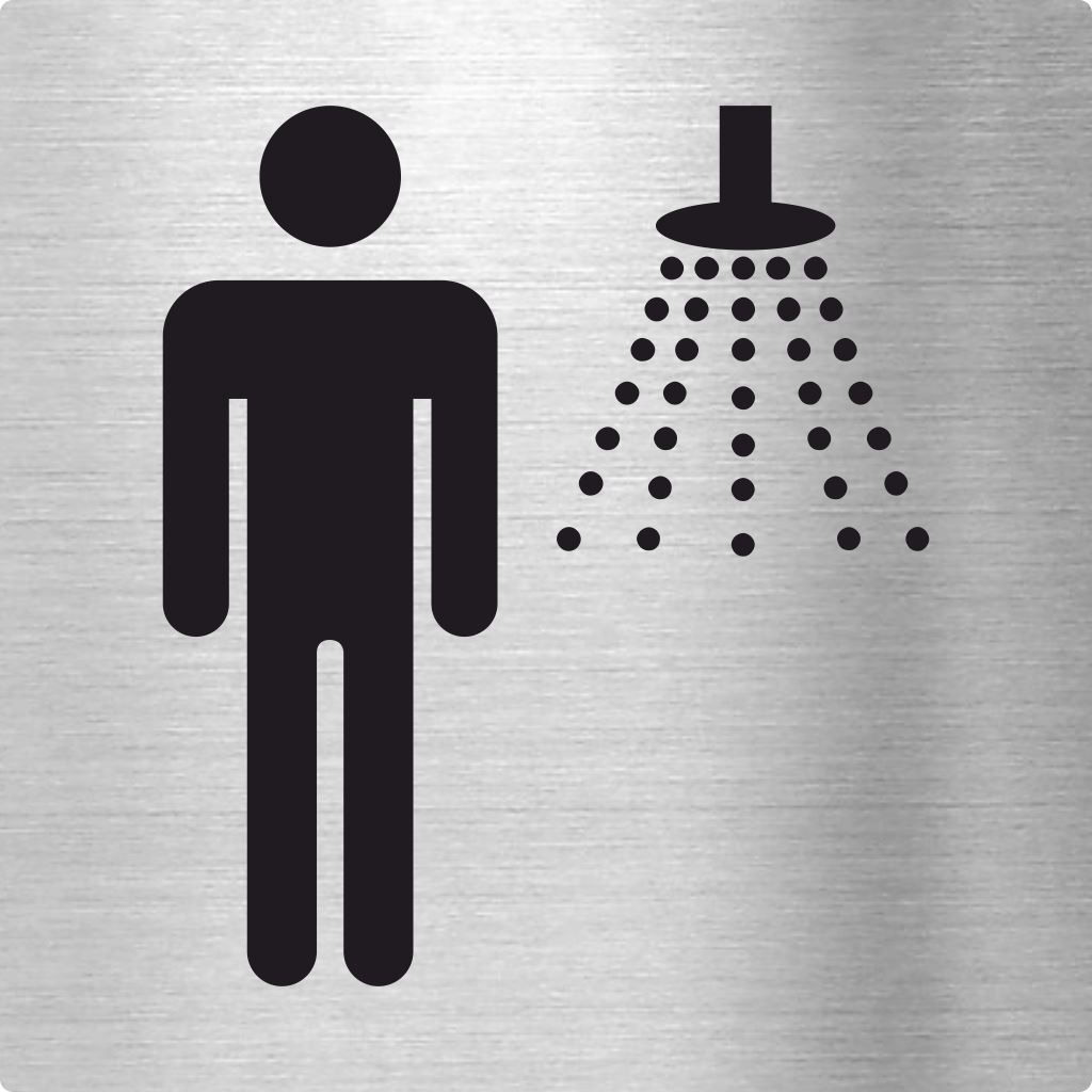 Piktogramm Herren Dusche Edelstahl Piktogramme Herren Dusche online-tuerschilder.com 70x70mm