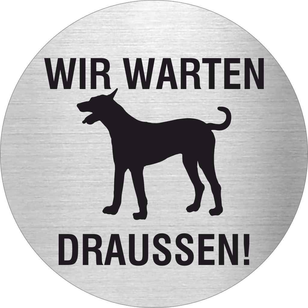 Piktogramm Wir warten Draußen Edelstahl Piktogramme Wir warten Draußen Ø 60mm