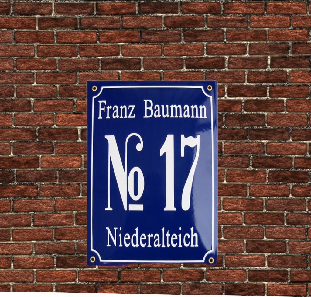 Emailleschilder Kombi - Hausnummer groß 2 3