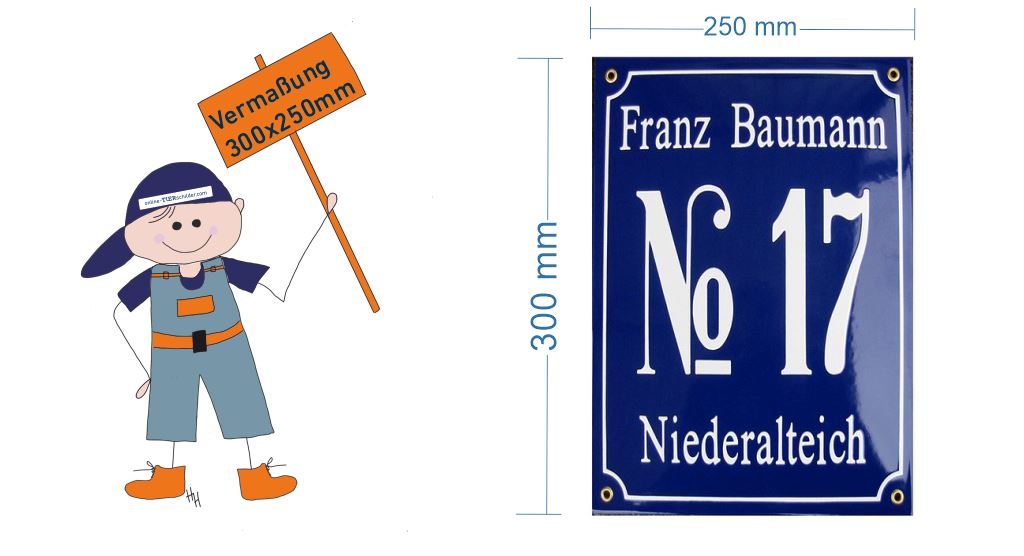 Emailleschilder Kombi - Hausnummer groß 2 2