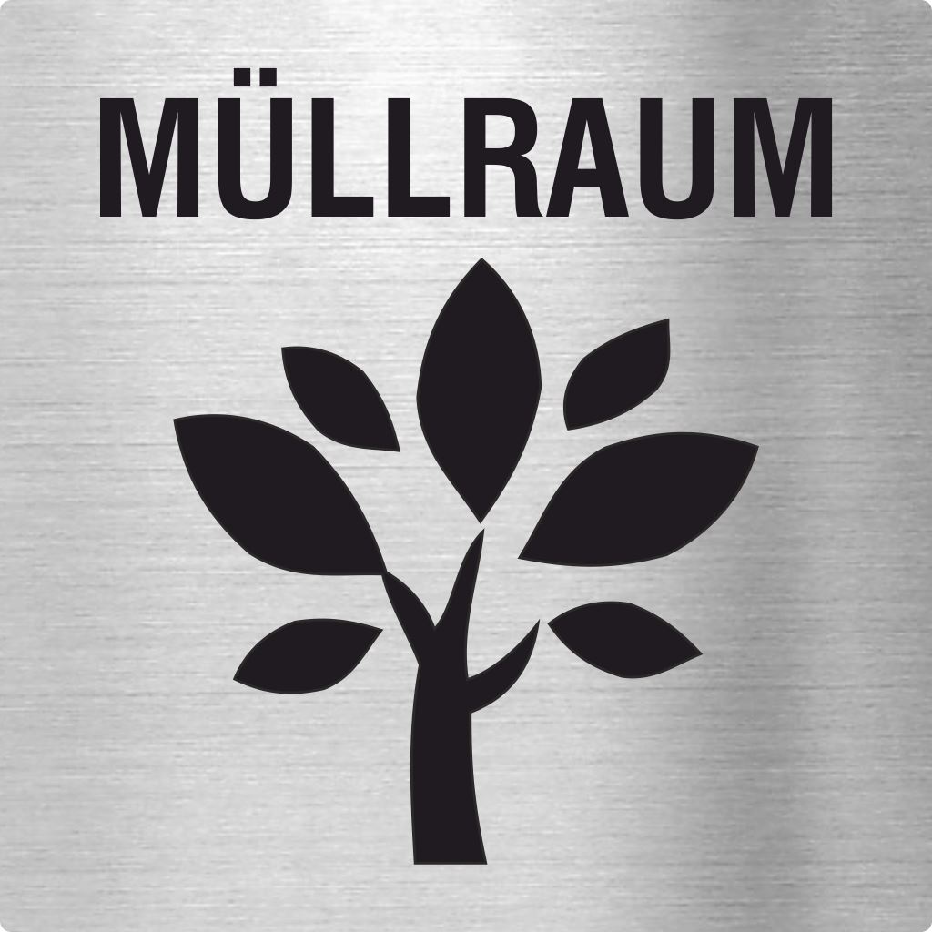 Piktogramm Müllraum Edelstahl Piktogramme Müllraum online-tuerschilder.com 70x70mm