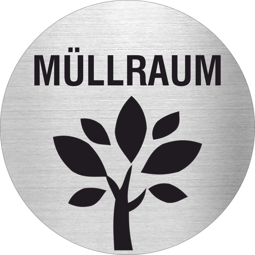 Piktogramm Müllraum Edelstahl Piktogramme Müllraum online-tuerschilder.com Ø 60mm