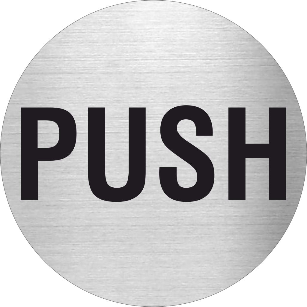 Piktogramm Push aus Edelstahl Piktogramme Push online-tuerschilder.com Ø 60mm