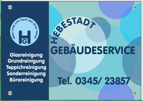 Firmenschild für Gebäudeservice - Wir gestalten Ihr Schild! Firmenschilder Glas und Edelstahl (A3)