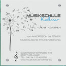 Firmenschild für eine Musikschule - Wir gestalten Ihr Schild! Firmenschilder Glas und Edelstahl online-tuerschilder.com 300x300mm 