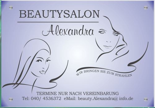 Firmenschild für Kosmetikstudios / Friseur - Wir gestalten Ihr Schild! Firmenschilder Glas und Edelstahl online-tuerschilder.com 350x500mm