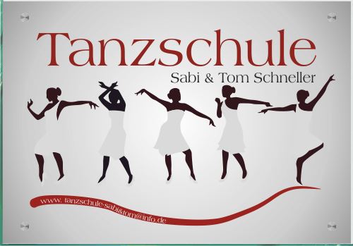 Firmenschild für Tanzschulen - Wir gestalten Ihr Schild! Firmenschilder Glas und Edelstahl online-tuerschilder.com 350x500mm