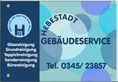 Firmenschild für Gebäudeservice - Wir gestalten Ihr Schild! Firmenschilder Glas und Edelstahl online-tuerschilder.com 350x500mm
