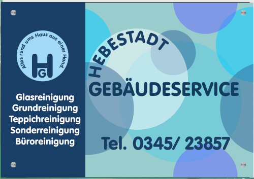 Firmenschild für Gebäudeservice - Wir gestalten Ihr Schild! Firmenschilder Glas und Edelstahl (A2)