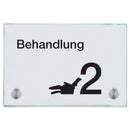 Türschild aus Glas Behandlung 2 mit 2 / 4 Haltern Praxisschild aus Glas 100x150mm 2