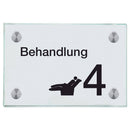 Praxisschild aus Glas Behandlung 46