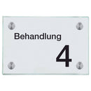Praxisschild aus Glas Behandlung 47
