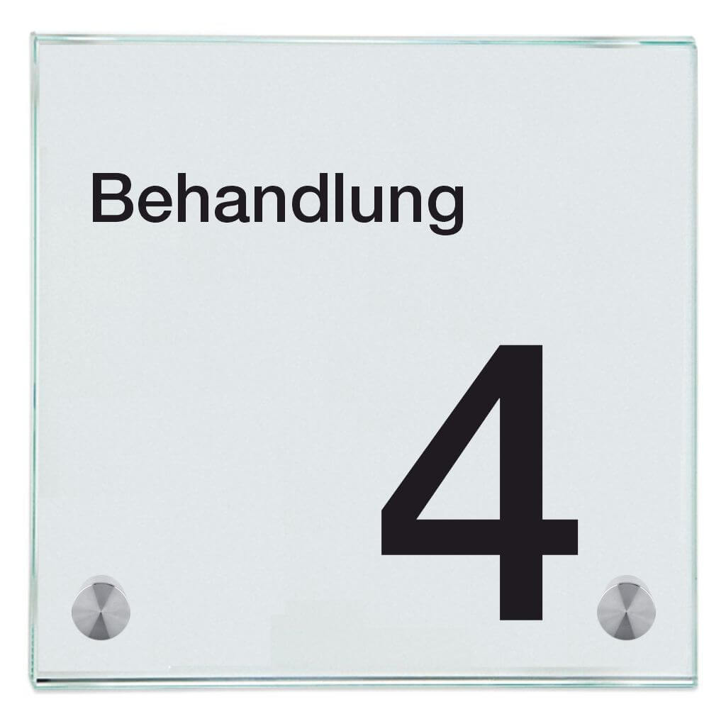 Praxisschild aus Glas Behandlung 48