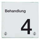 Praxisschild aus Glas Behandlung 48