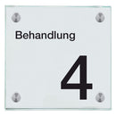 Praxisschild aus Glas Behandlung 49