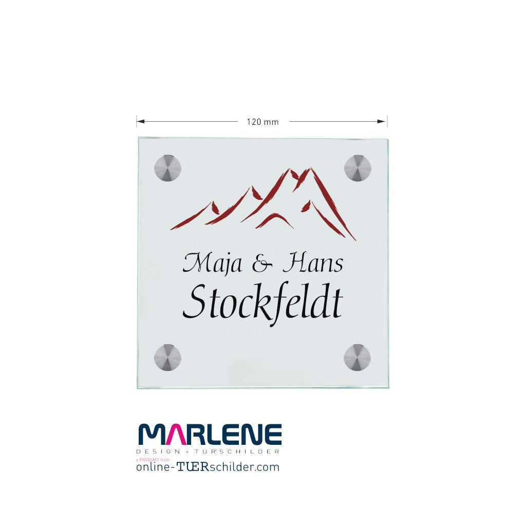 Haustürschilder Berge personalisiert - Haustürschild Haustürschild Berge online-tuerschilder.com 120x120mm