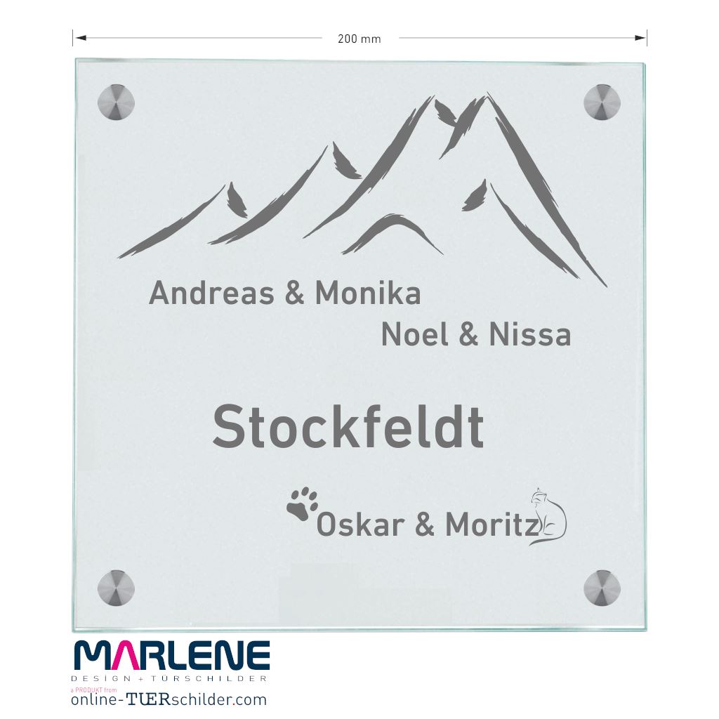 Haustürschilder Berge personalisiert - Haustürschild Haustürschild Berge online-tuerschilder.com 200x200mm