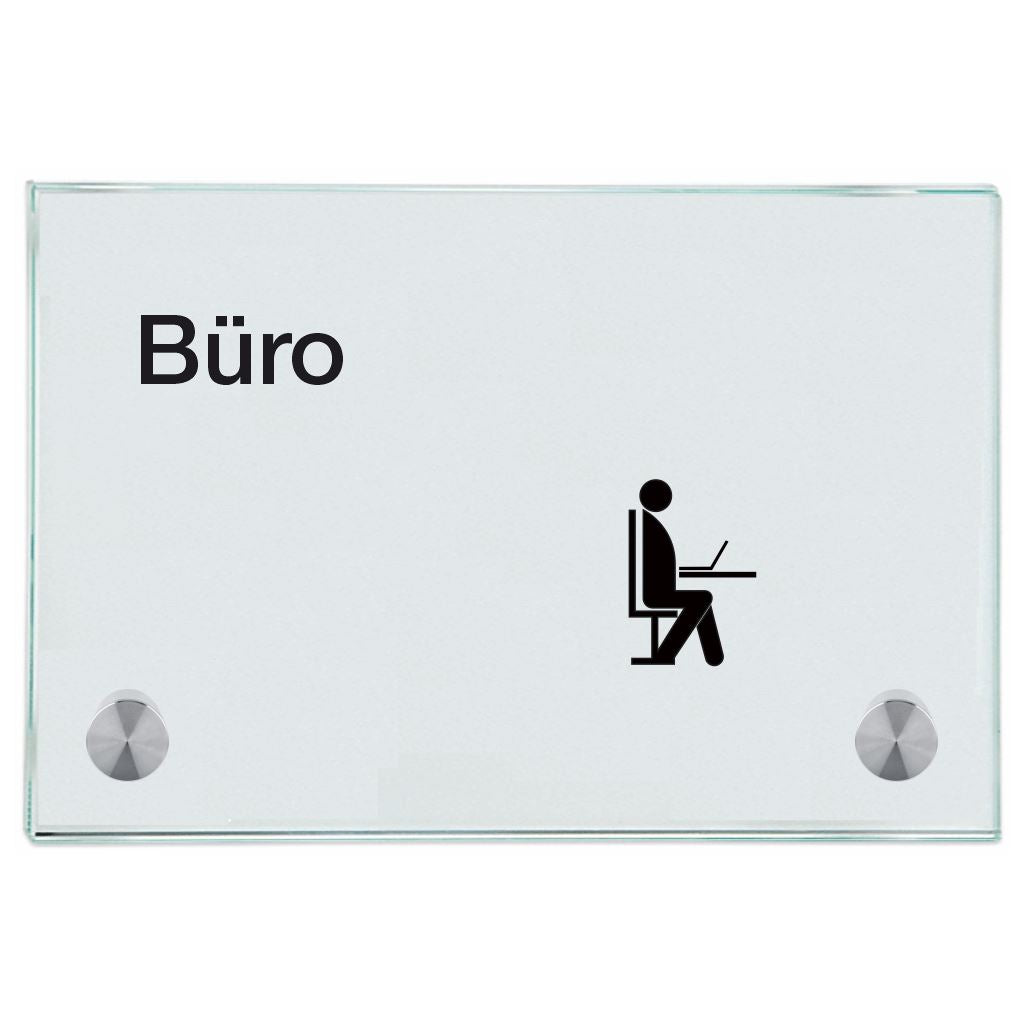 Praxisschild aus Glas Büro mit 2/4 Haltern Praxisschild aus Glas Büro 7