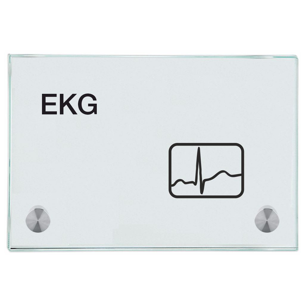 Praxisschild aus Glas EKG mit 2 oder 4 Haltern Praxisschild aus Glas EKG 3