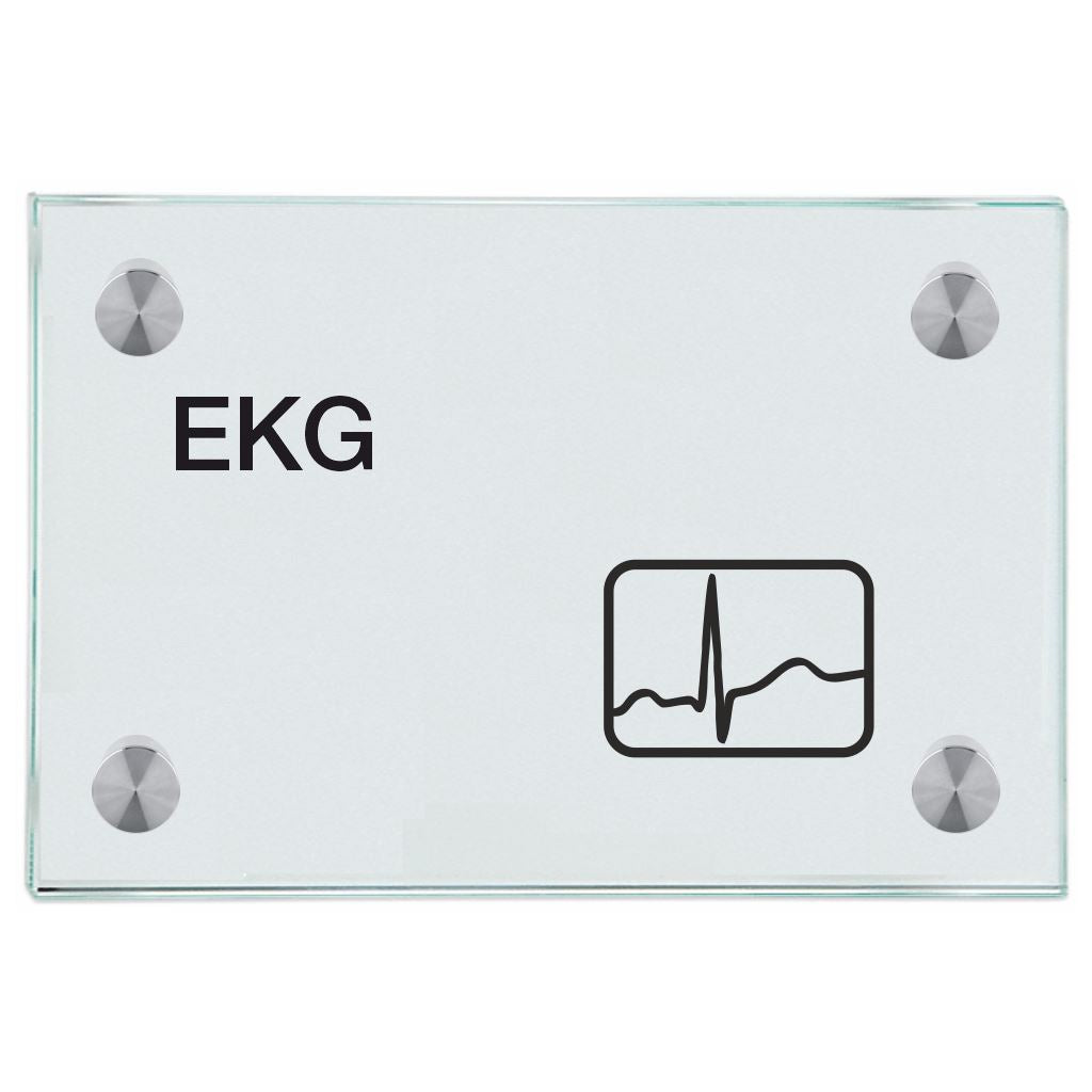 Praxisschild aus Glas EKG mit 2 oder 4 Haltern Praxisschild aus Glas EKG 8