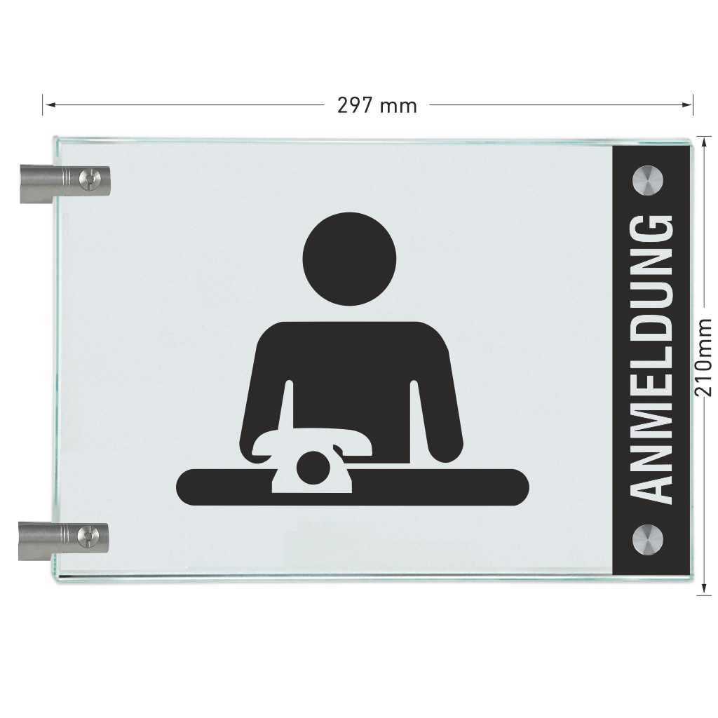 Fahnenschild Anmeldung mit Balken 100