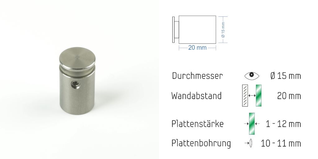 Abstandshalter Fiefbergen mit Inbus - Ø 15 mm WA: 15 / 20 mm Abstandshalter