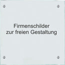 Firmenschild freie Textwahl - Entwerfen Sie Ihr eigenes Schild! Glas und Edelstahl - 300 x 300mm