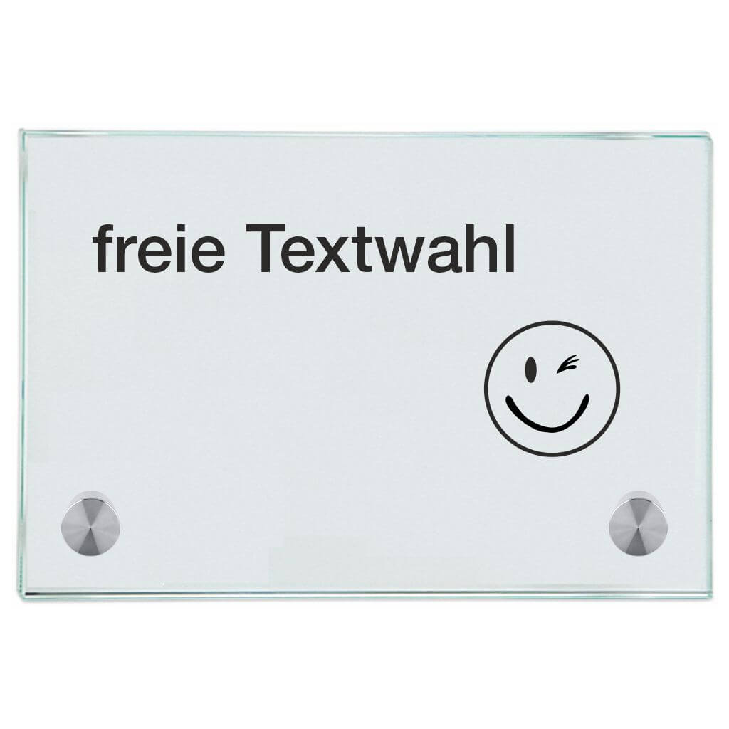 Praxisschild aus Glas freie Textwahl mit 2 oder 4 Haltern Praxisschilder