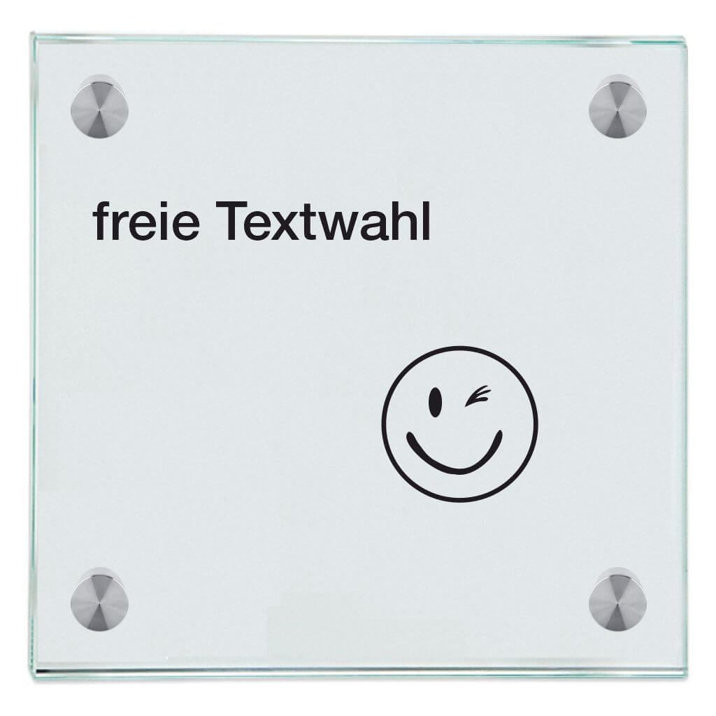 Praxisschild aus Glas freie Textwahl mit 2 oder 4 Haltern Praxisschild aus 1