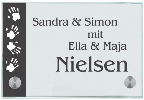 Namensschilder Nielsen Hände personalisiert Haustürschild Nielsen Hände online-tuerschilder.com