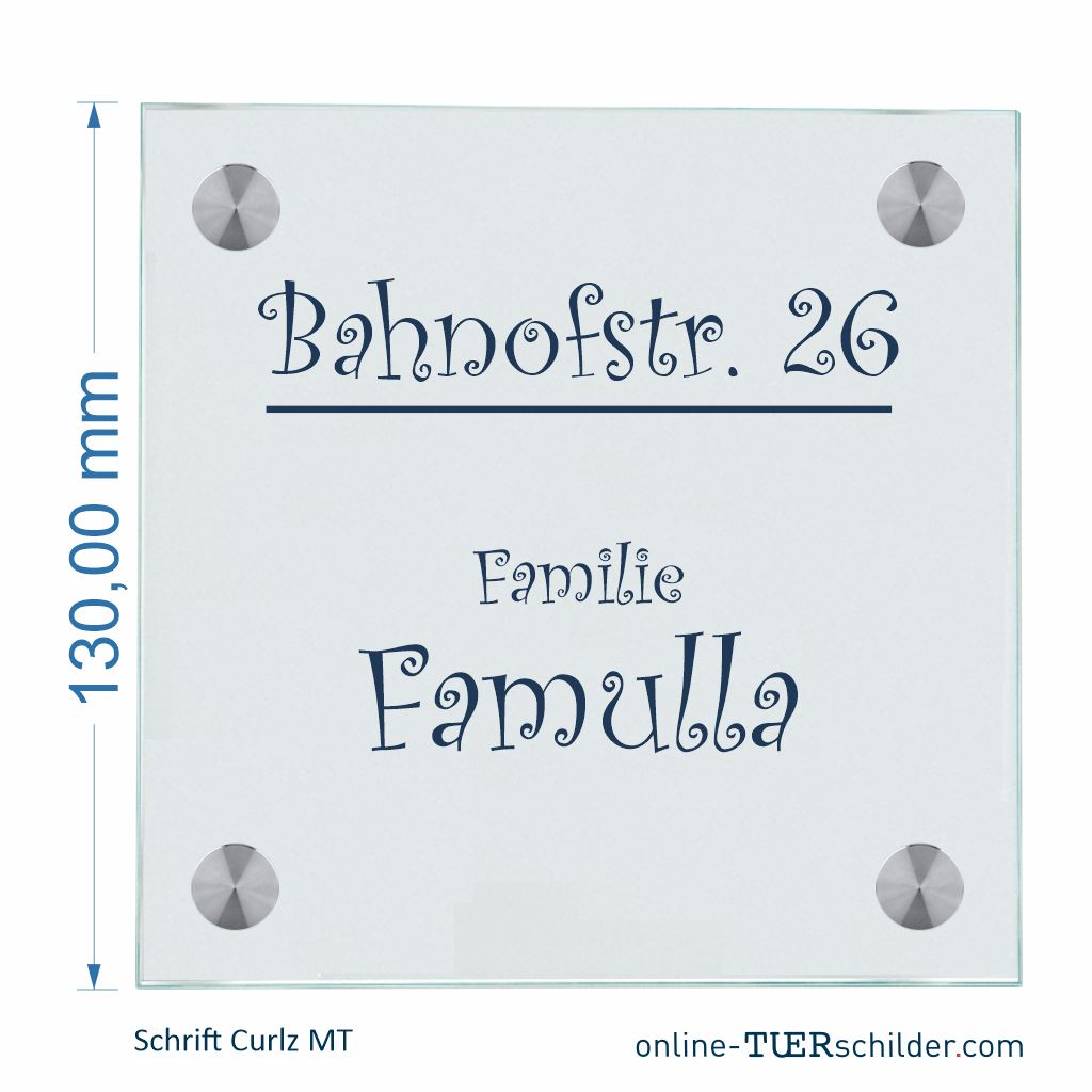 Haustürschilder Graf personalisiert Haustürschild Graf online-tuerschilder.com 130x130mm