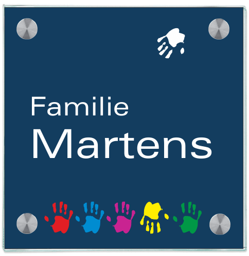 Namensschild Haustür Hände unten personalisiert