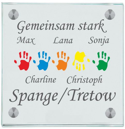 Haustürschilder Gemeinsam sind wir stark personalisiert Haustürschild Gemeinsam Stark online-tuerschilder.com