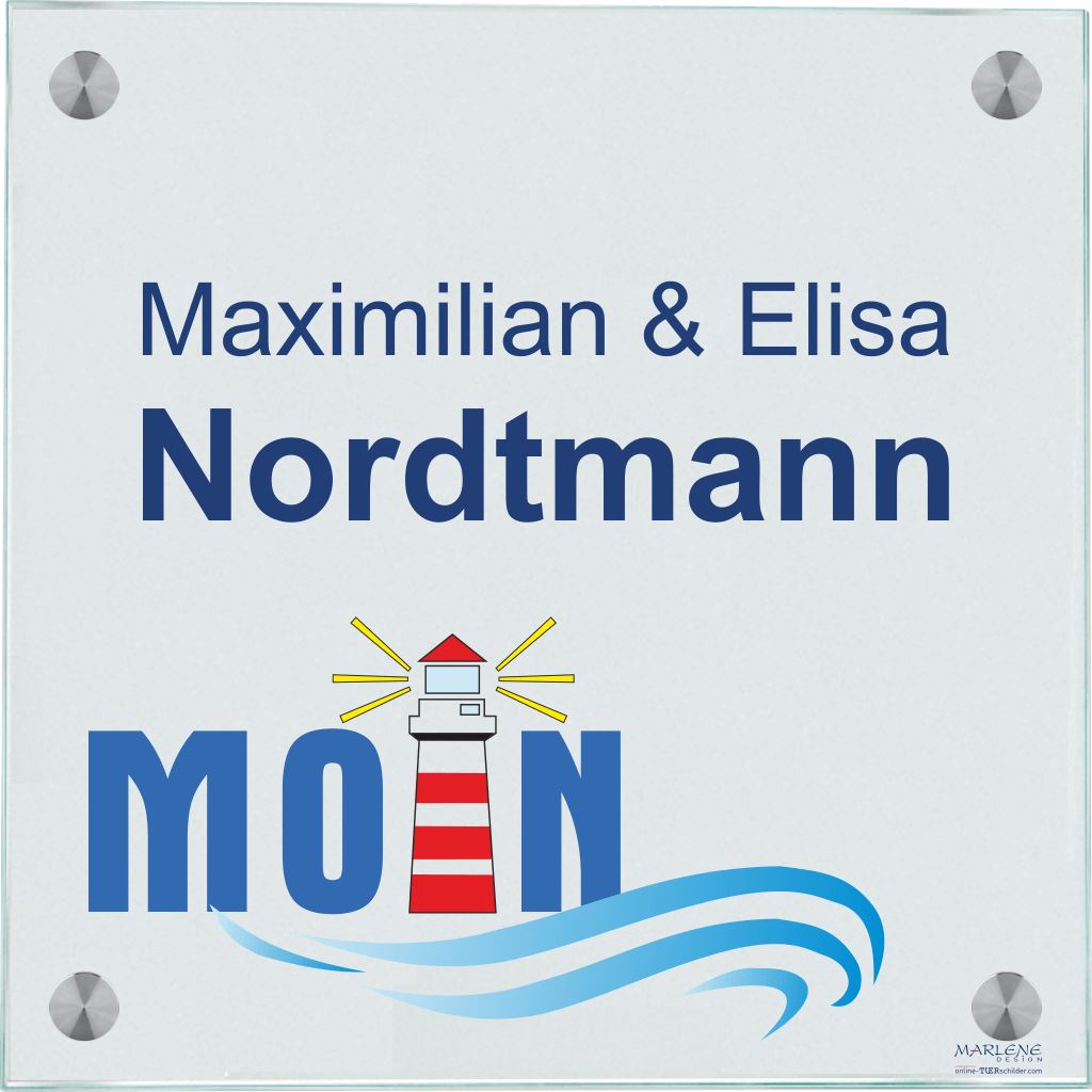 Türschild Moin Leuchtturm personalisiert Haustürschild Graf online-tuerschilder.com