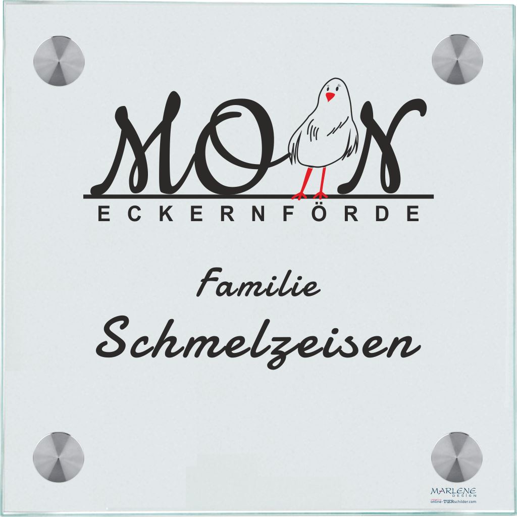 Haustürschilder Moin mit Ihrem Wunschnamen (3 Entwürfe per Mail) - Haustürschild Haustürschild Graf online-tuerschilder.com 130x130mm