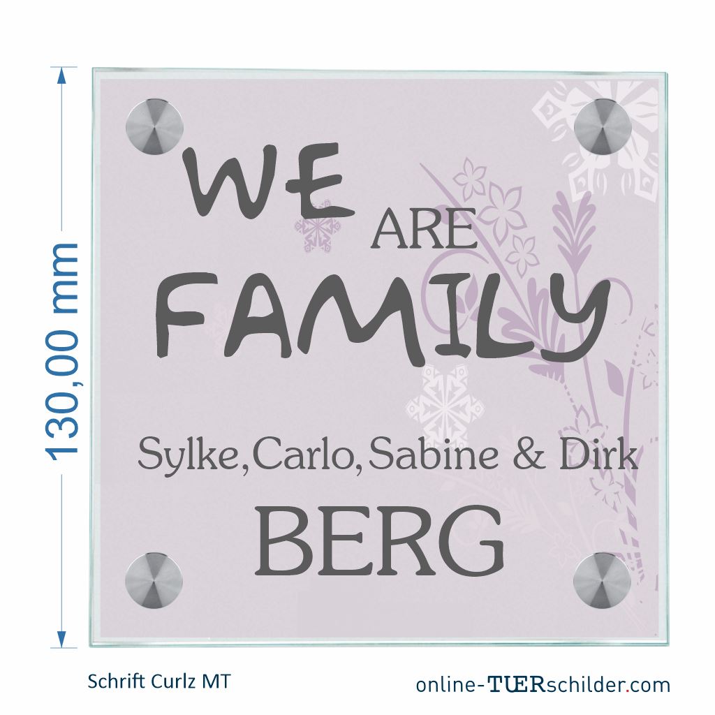 Haustürschilder We are Family 2 personalisiert Haustürschild We are Family 2 online-tuerschilder.com 130x130mm