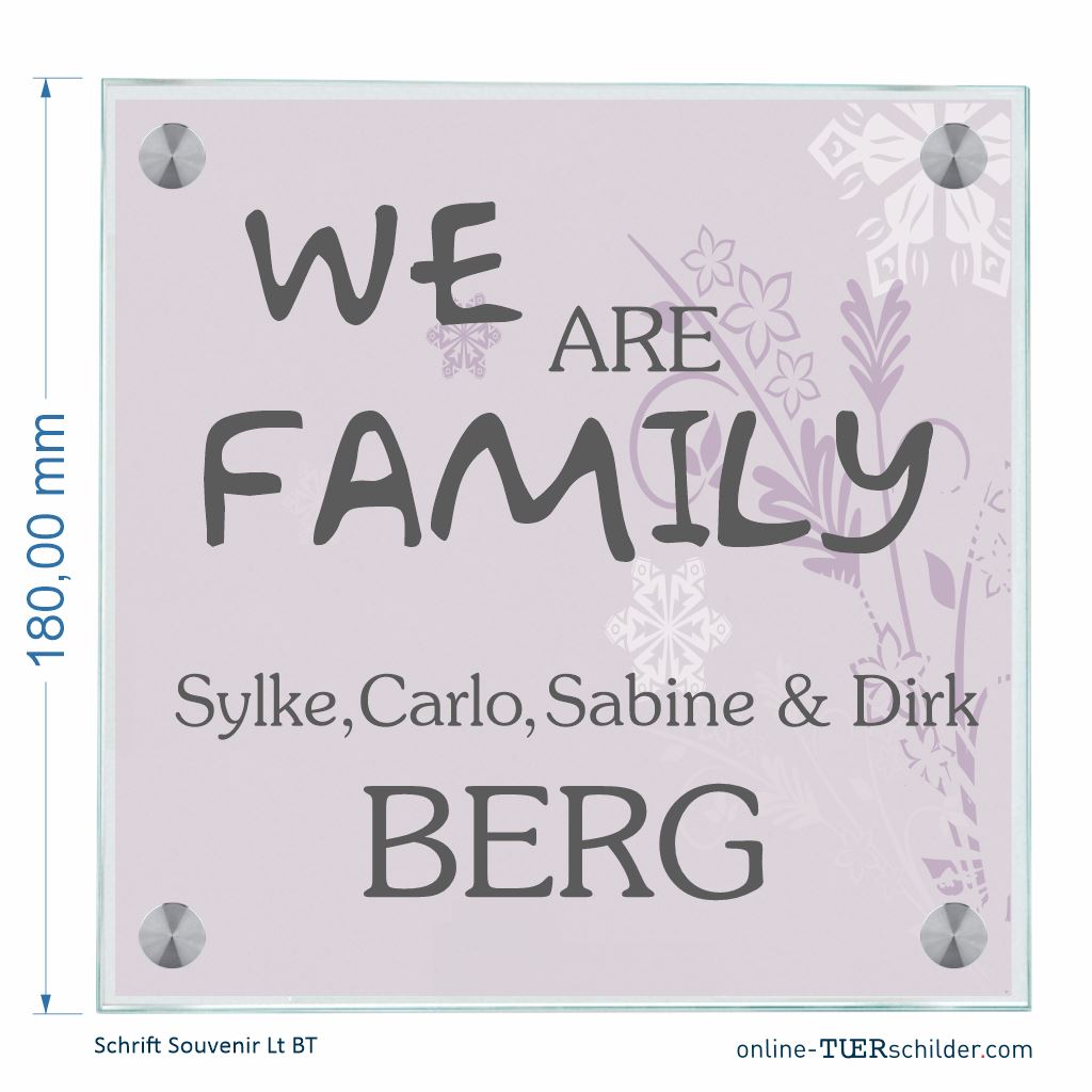 Haustürschilder We are Family 2 personalisiert Haustürschild We are Family 2 online-tuerschilder.com 180x180mm