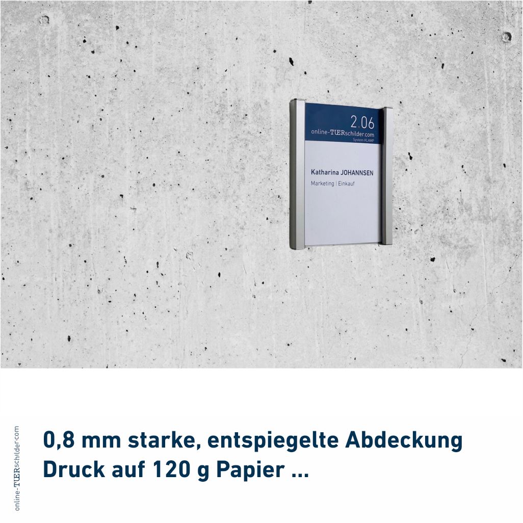 Türschilder Klamp für Ihr Büro - flach gewölbt mit eckigen Randelementen aus Aluminium 8
