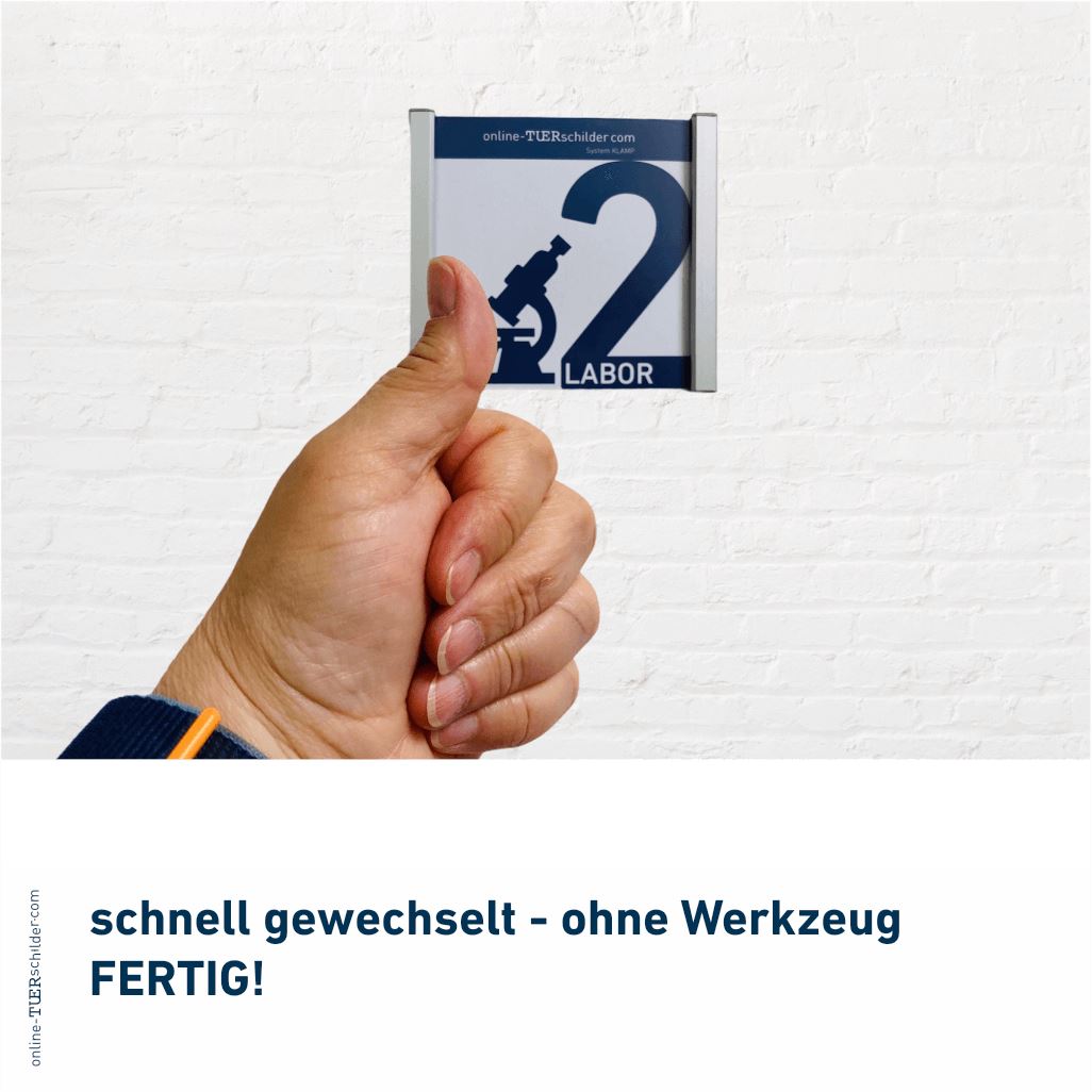 Türschilder Klamp für Ihr Büro - flach gewölbt mit eckigen Randelementen aus Aluminium 7