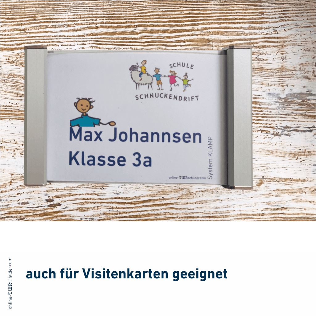 Türschilder Klamp für Ihr Büro - flach gewölbt mit eckigen Randelementen aus Aluminium 10