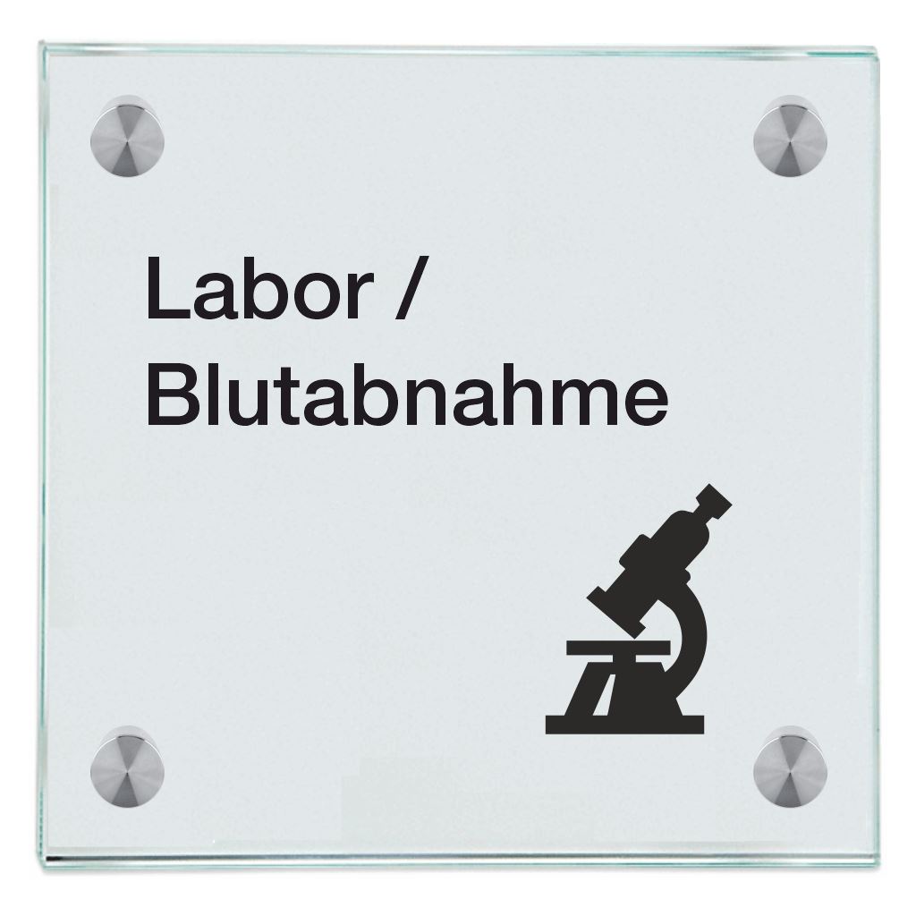 Praxisschilder aus Glas Labor 1