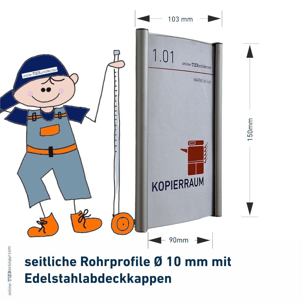 Türschild für Ihr Büro Marne de Luxe - mit Edelstahlabdeckkappen - Türschilder1