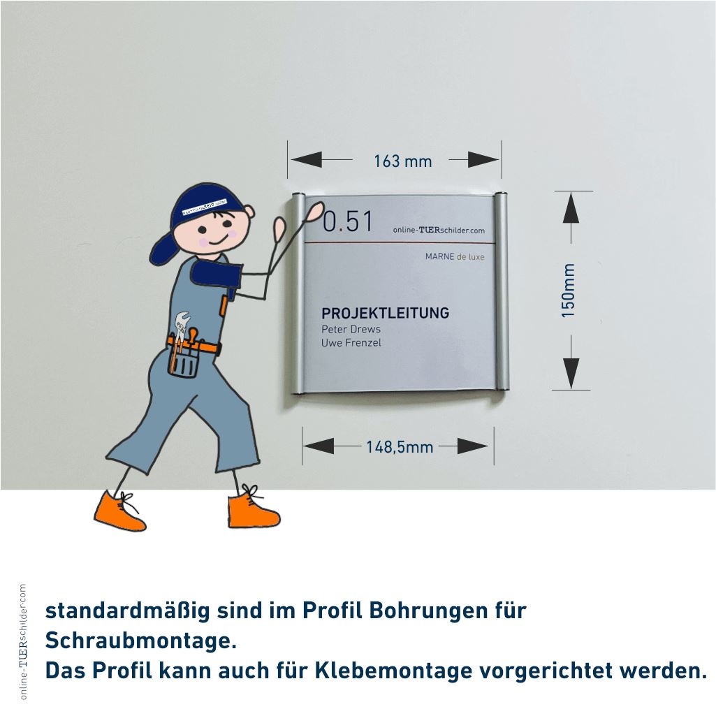 Türschild für Ihr Büro Marne de Luxe - mit Edelstahlabdeckkappen - 4