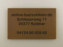 Messingschild 110 x 70 mm mit Ihrem Wunschtext Messingschild online-tuerschilder.com 