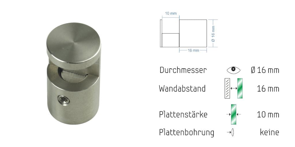Abstandshalter Nützen klein zur Klemmbefestigung - Ø 16 mm WA: 16 mm