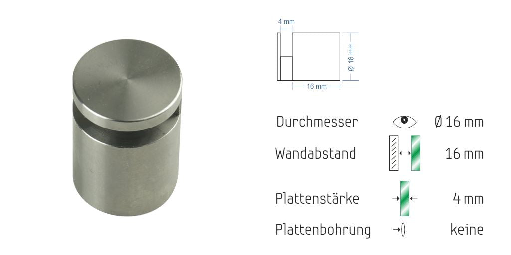 Abstandshalter Nützen klein zur Klemmbefestigung - Ø 16 mm WA: 16 mm