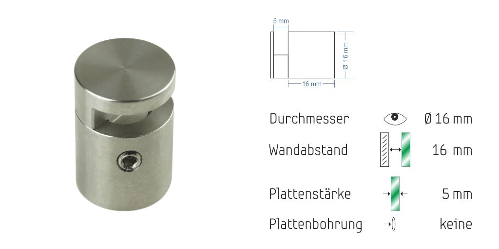 Abstandshalter Nützen klein zur Klemmbefestigung - Ø 16 mm WA: 16 mm